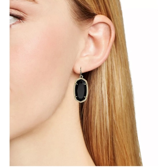 Kendra Scott Dani earrings and Tassel Necklace Set!  Black and Gold - Picture 3 of 9